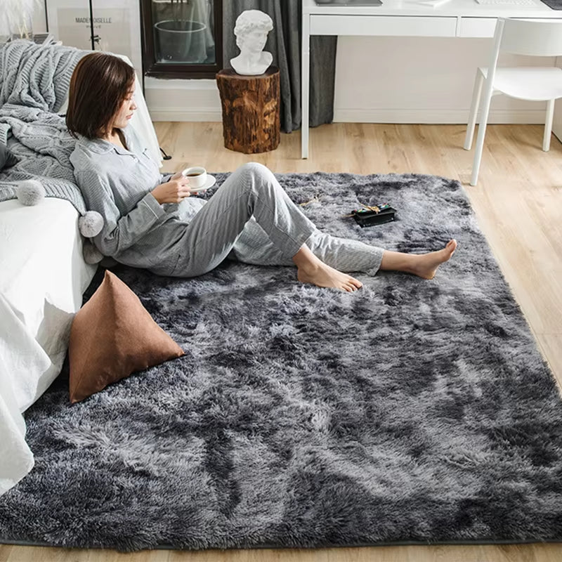 Gray Carpet for Living Room Plush Rug Bed Room Floor Fluffy Mats Anti-Slip Home Decor Rugs Soft Velvet Carpets Kids Room Blanket