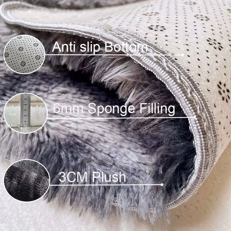 Gray Carpet for Living Room Plush Rug Bed Room Floor Fluffy Mats Anti-Slip Home Decor Rugs Soft Velvet Carpets Kids Room Blanket