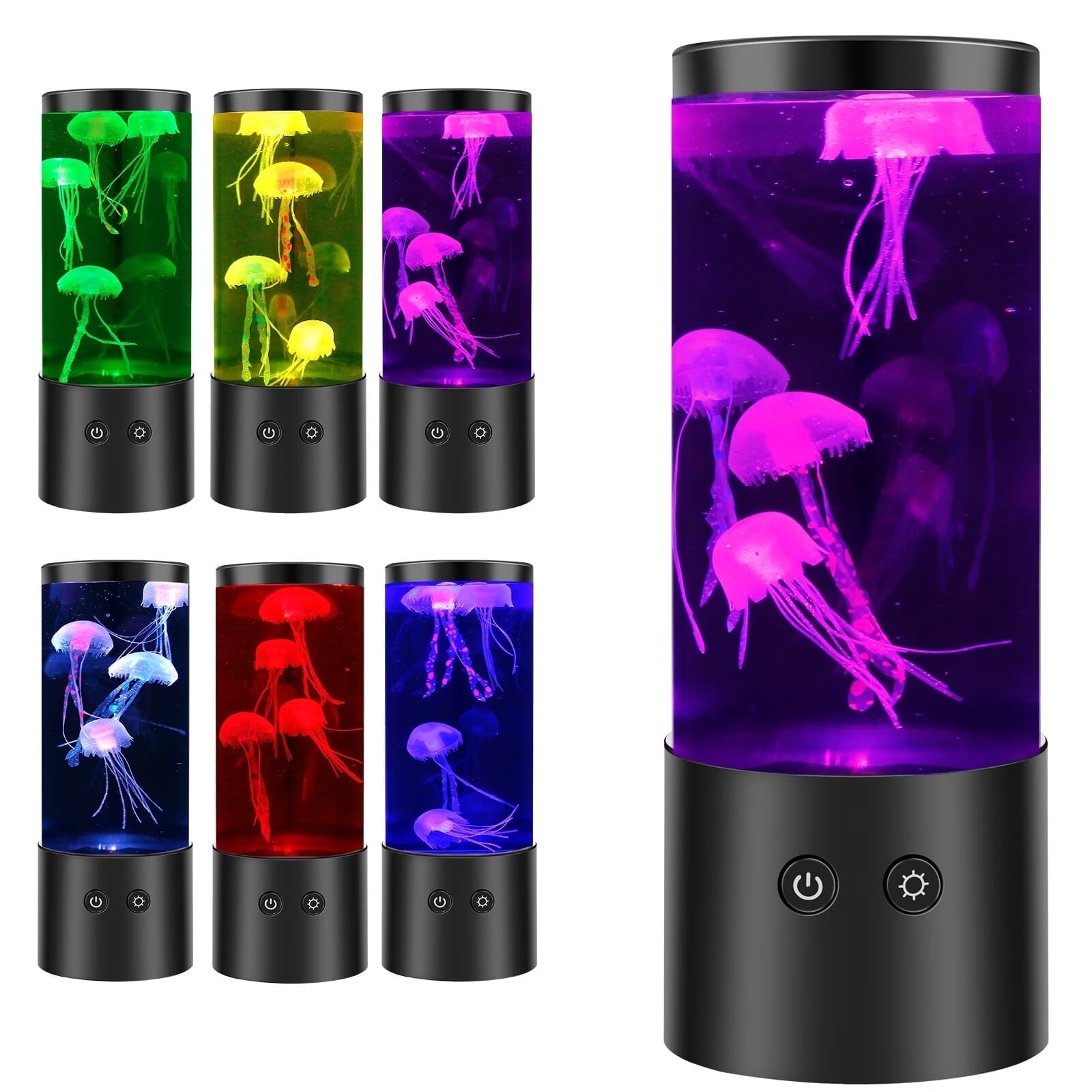 LED Jellyfish Lamp with 7 Colors Changing Jellyfish Night Light Fantasy Jellyfish Aquarium Lamp Decorative Jellyfish Tank Mood Lights,9.06*3.54In